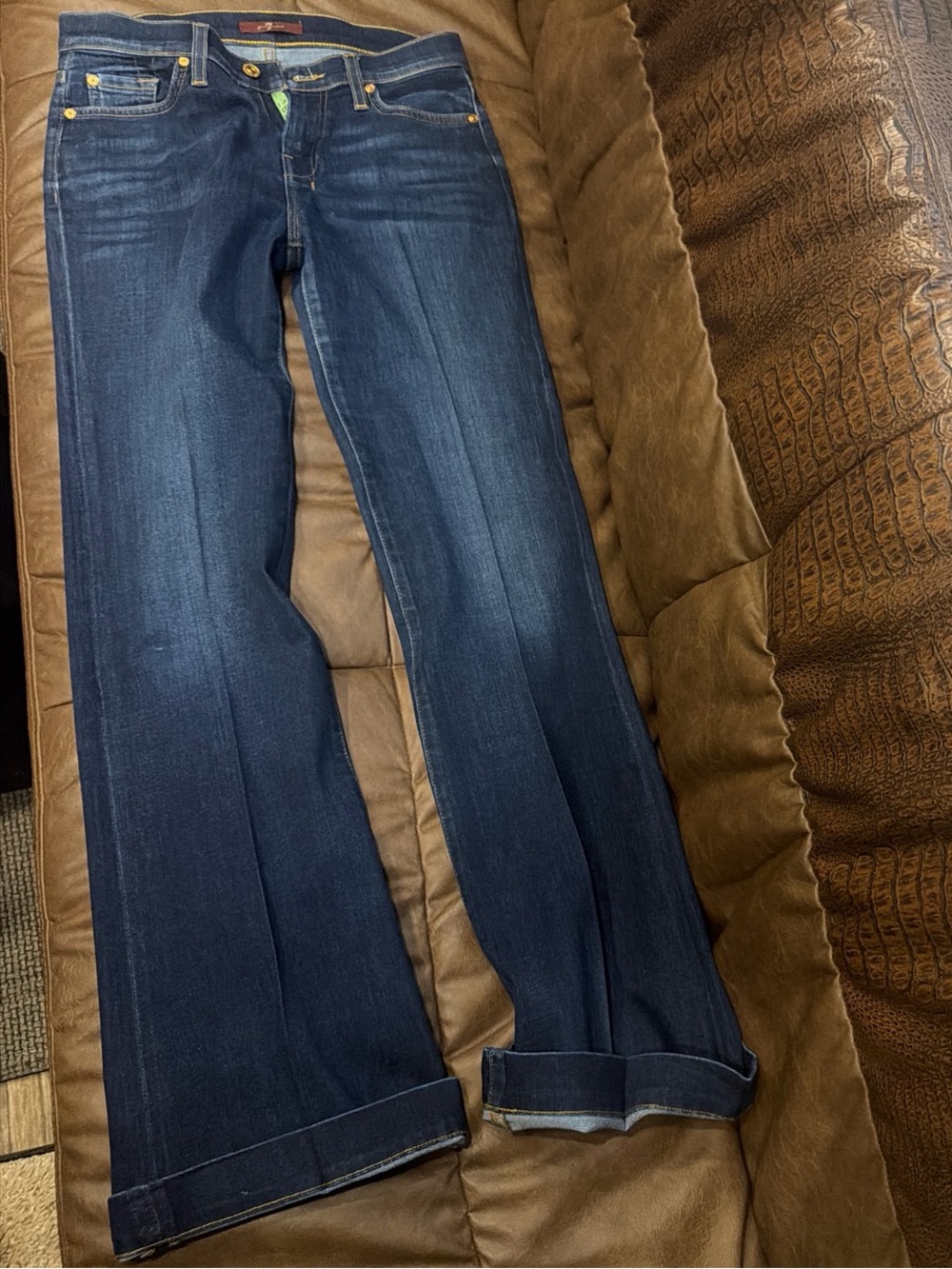 7 For All Mankind Dark Blue Wide Leg Jeans